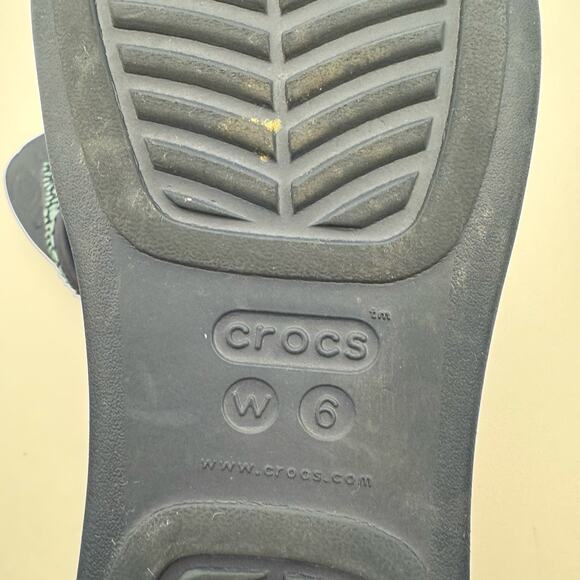 Crocs Navy Blue Monterey Diamante Embellished T-strap Wedge Sandal Sz 6 - Picture 8 of 9